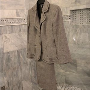 Ann Taylor Gray Blazer and cropped pants suit Set